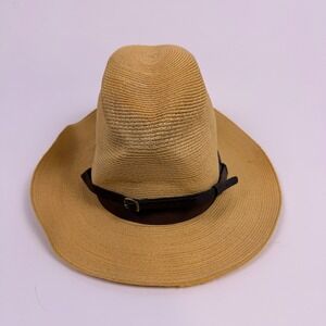 VTG Stratton Straw Cowboy Trooper Hat Mens‎ 6 7/8 Tan Western Safari Sun Hat